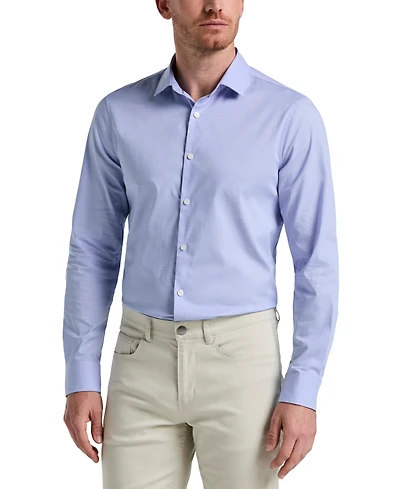 Perry Ellis Men's Slim Fit Long Sleeve Button-Front Dobby Cotton Shirt