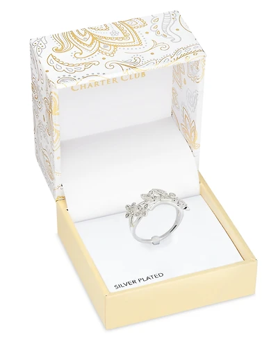 Charter Club Silver-Tone Cubic Zirconia Butterfly Split Band Ring, Exclusively at Macy's