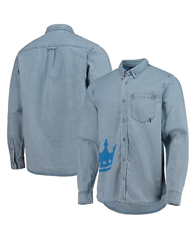 The Wild Collective Men's Blue Charlotte Fc Denim Button-Down Long Sleeve Shirt