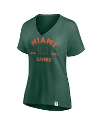 Fanatics Women's Green Miami Hurricanes True Classics Slub Flowy V-neck T-Shirt