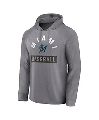Fanatics Men's Gray Miami Marlins No Time Off Raglan Pullover Hoodie