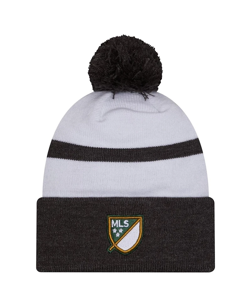 New Era Men's White Portland Timbers 2025 Kickoff Cuffed with Pom Knit Hat