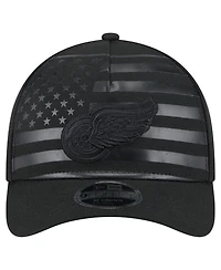 New Era Men's Black Detroit Red Wings Game Day Stealth Flag 9FORTY A-Frame Adjustable Hat