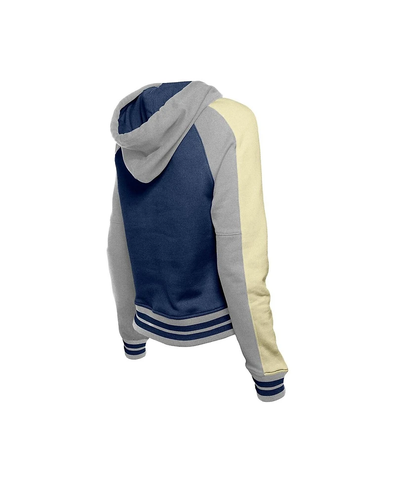 New Era Women's Navy York Yankees Throwback Cropped Raglan Pullover Hoodie