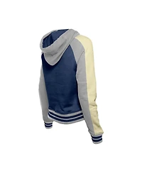 New Era Women's Navy York Yankees Throwback Cropped Raglan Pullover Hoodie
