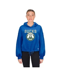 New Era Women's Royal Milwaukee Bucks 2024/25 City Edition Cropped Pullover Hoodie