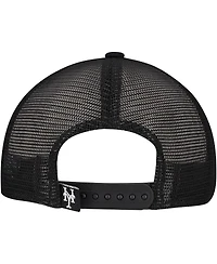 New Era Men's Black New York Mets Retro Bold A-Frame Trucker 9FORTY Adjustable Hat