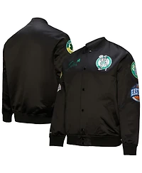 Mitchell & Ness Men's Black Boston Celtics Hardwood Classics Blackout Collection Satin Full-Zip Jacket