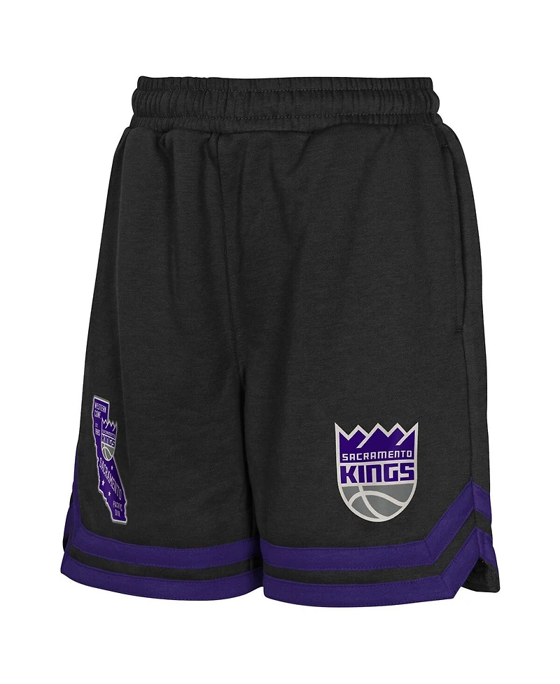 Outerstuff Big Boys and Girls Black Sacramento Kings Teardrop Fleece Shorts