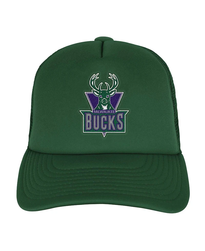 Mitchell & Ness Big Boys and Girls Hunter Green Milwaukee Bucks Core Evergreen Trucker Adjustable Hat