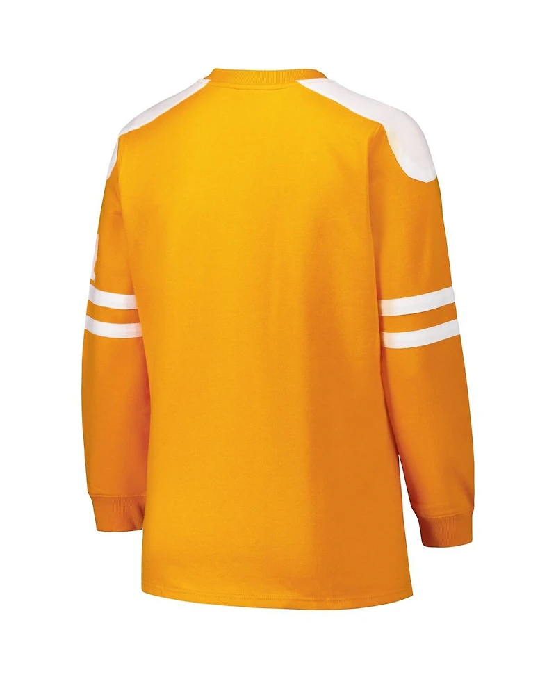 Fanatics Women's Tennessee Orange Volunteers Plus Contrast Sleeve Fleece Pullover Sweatshirt