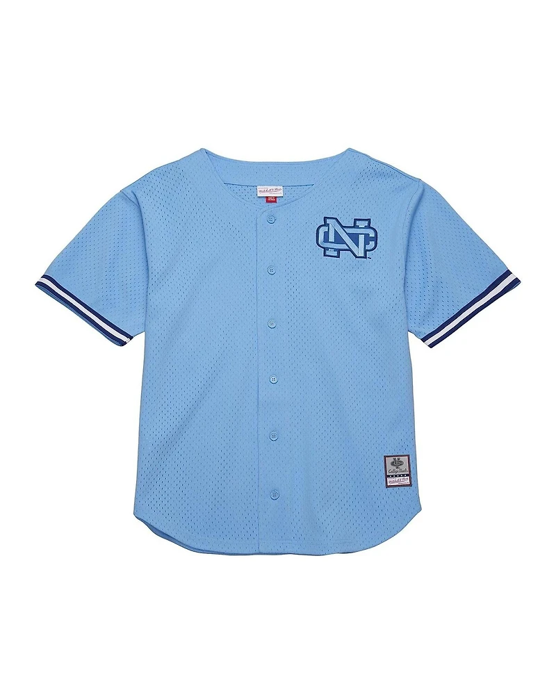 Mitchell & Ness Men's Carolina Blue North Tar Heels Game Time Vintage Mesh Button Front Jersey