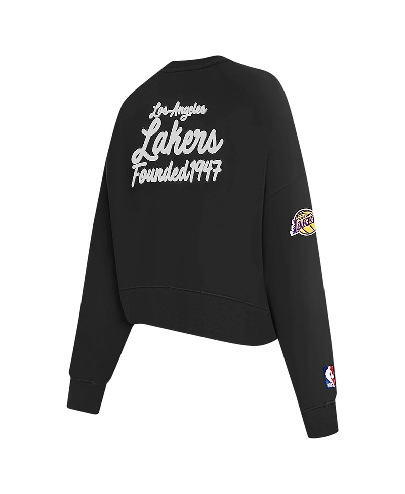 Pro Standard Women's Black Los Angeles Lakers Paint The City Cropped Pullover Sweatshirt