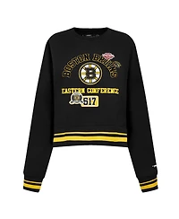 Pro Standard Women's Black Boston Bruins Area Code Cropped Pullover Sweatshirt