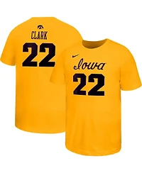 Nike Big Boys and Girls Caitlin Clark Gold Iowa Hawkeyes Retired Player Name Number Core T-Shirt