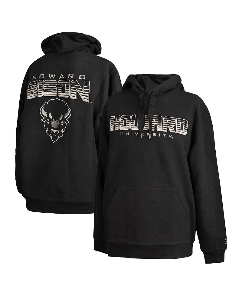 Fisll Men's Black Howard Bison Puff Print Sliced Pullover Hoodie