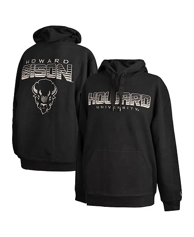 Fisll Men's Black Howard Bison Puff Print Sliced Pullover Hoodie