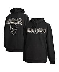 Fisll Men's Black Howard Bison Puff Print Sliced Pullover Hoodie