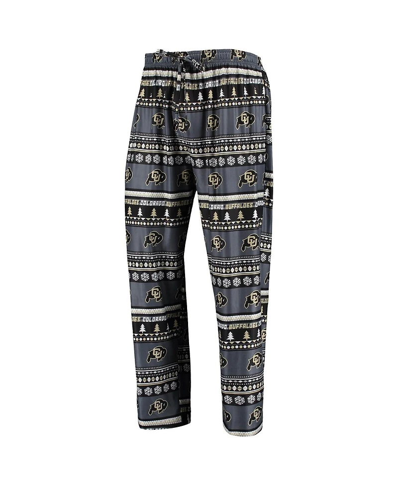 Concepts Sport Men's Black Colorado Buffaloes Ugly Sweater Long Sleeve T-Shirt and Pants Sleep Set