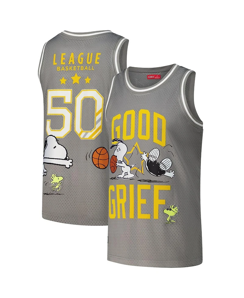 Freeze Max Men's Gray Peanuts Good Grief Basketball Jersey