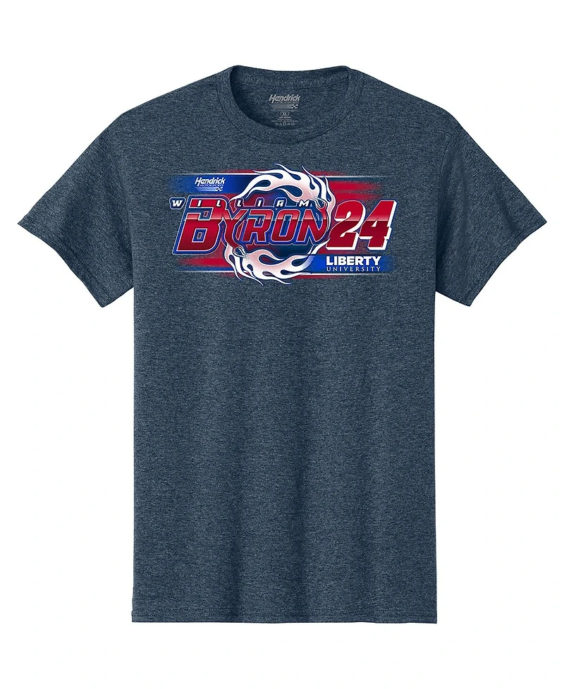 Hendrick Motorsports Team Collection Men's Heather Navy William Byron Liberty University Car T-Shirt