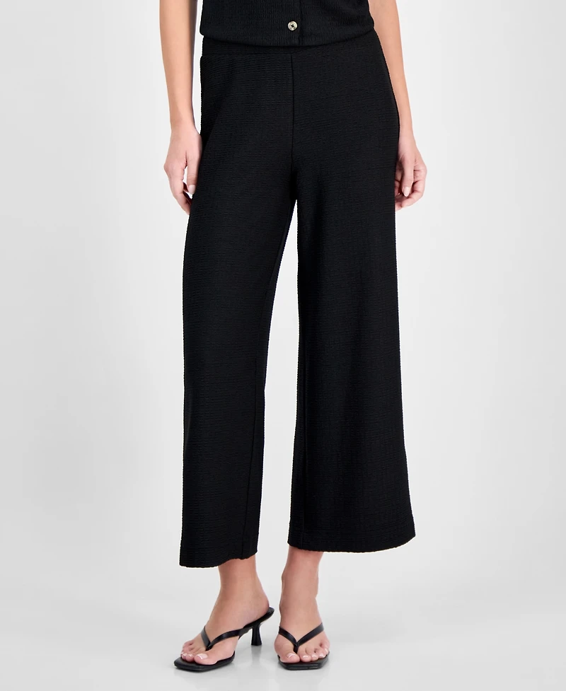 Bar Iii Women's Textured Knit Pull-On Cropped Pants, Exclusively at Macy's
