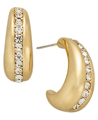 On 34th Gold-Tone Small Pave Huggie Hoop Earrings, 0.8", Exclusively at Macy's