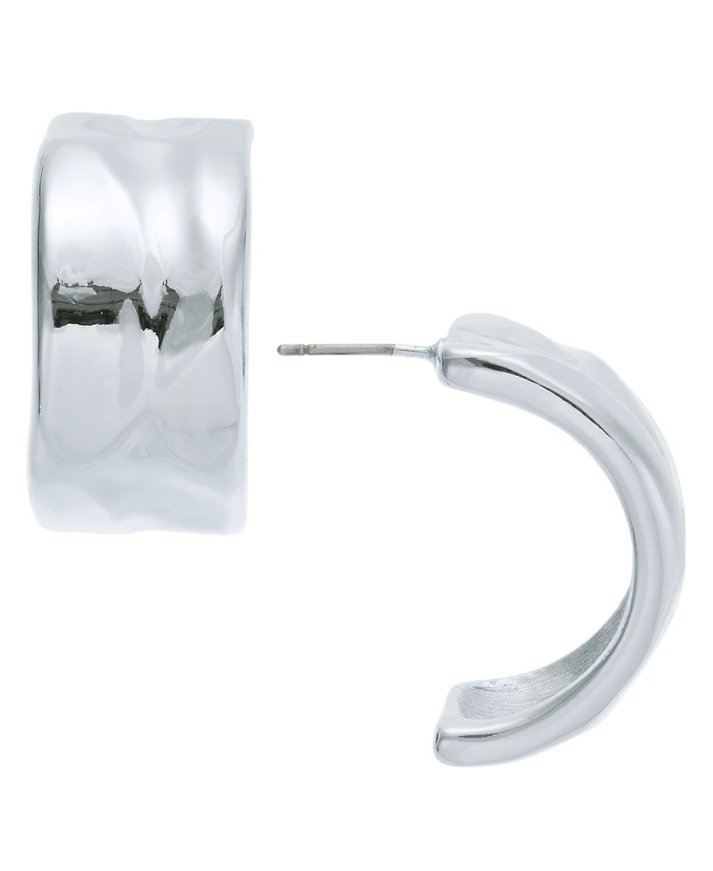 On 34th Silver-Tone Curved Metal Sheet C Hoop Earrings, Exclusively at Macy's