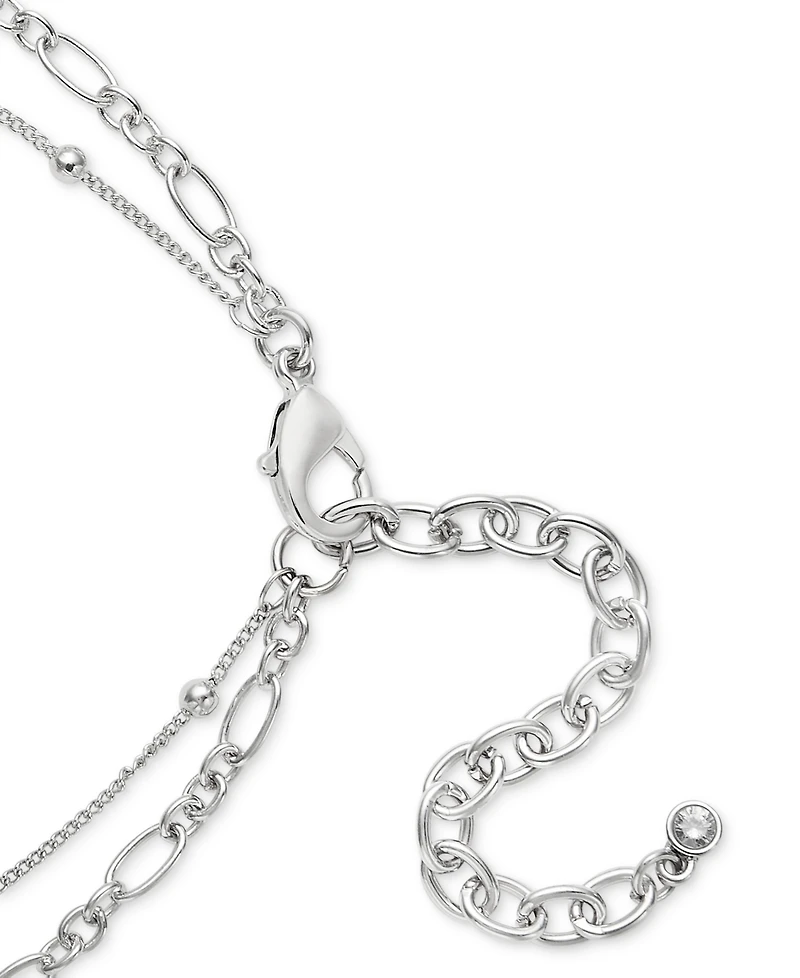 On 34th Silver-Tone Shell Layered Lariat Necklace, 17" + 3" extender, Exclusively at Macy's