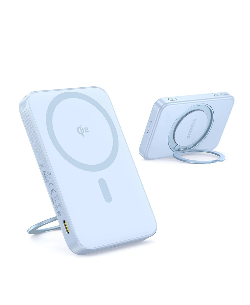 Baseus Qi2 Magnetic Power Bank 20W MagSafe Portable Charger 5000mAh Bracket Battery Pack with 360°Rotatable Ring Stand PicoGo