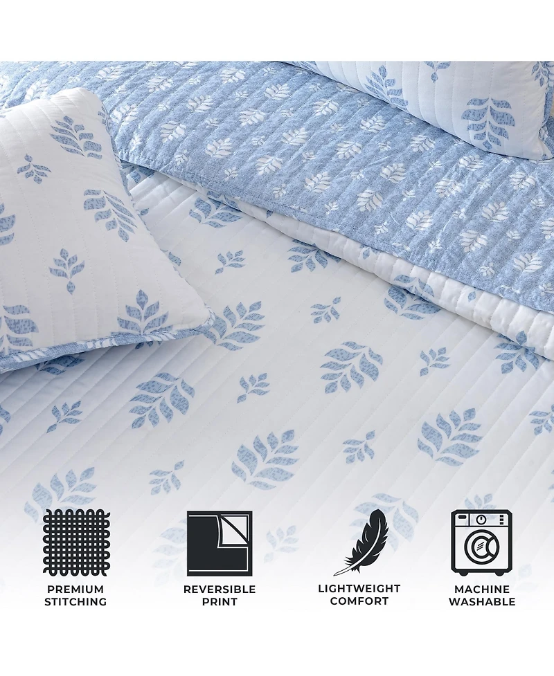 Linery & Co. Intricate French Floral Design Microfiber Quilt Set With Shams