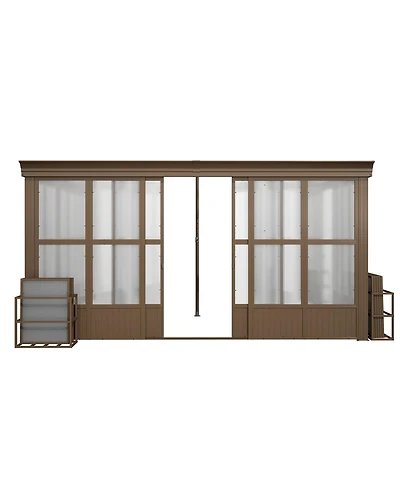 Mondawe 12x14FT Wall Mounted Solarium with Sloping Polycarbonate Roof