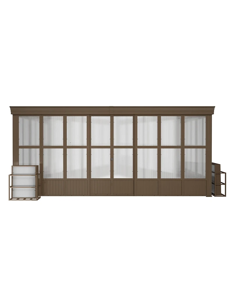 Mondawe 12x16FT Lean-to Sunroom,Wall Mounted Solarium with Sloping Polycarbonate Roof