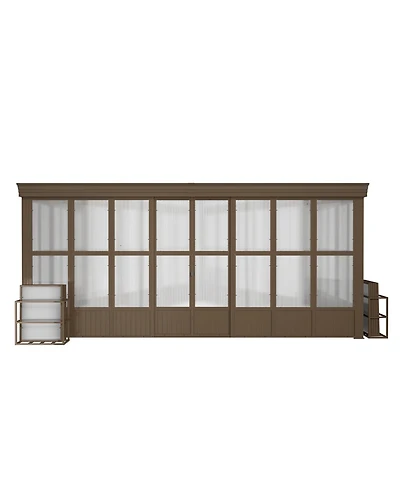 Mondawe 12x16FT Lean-to Sunroom,Wall Mounted Solarium with Sloping Polycarbonate Roof