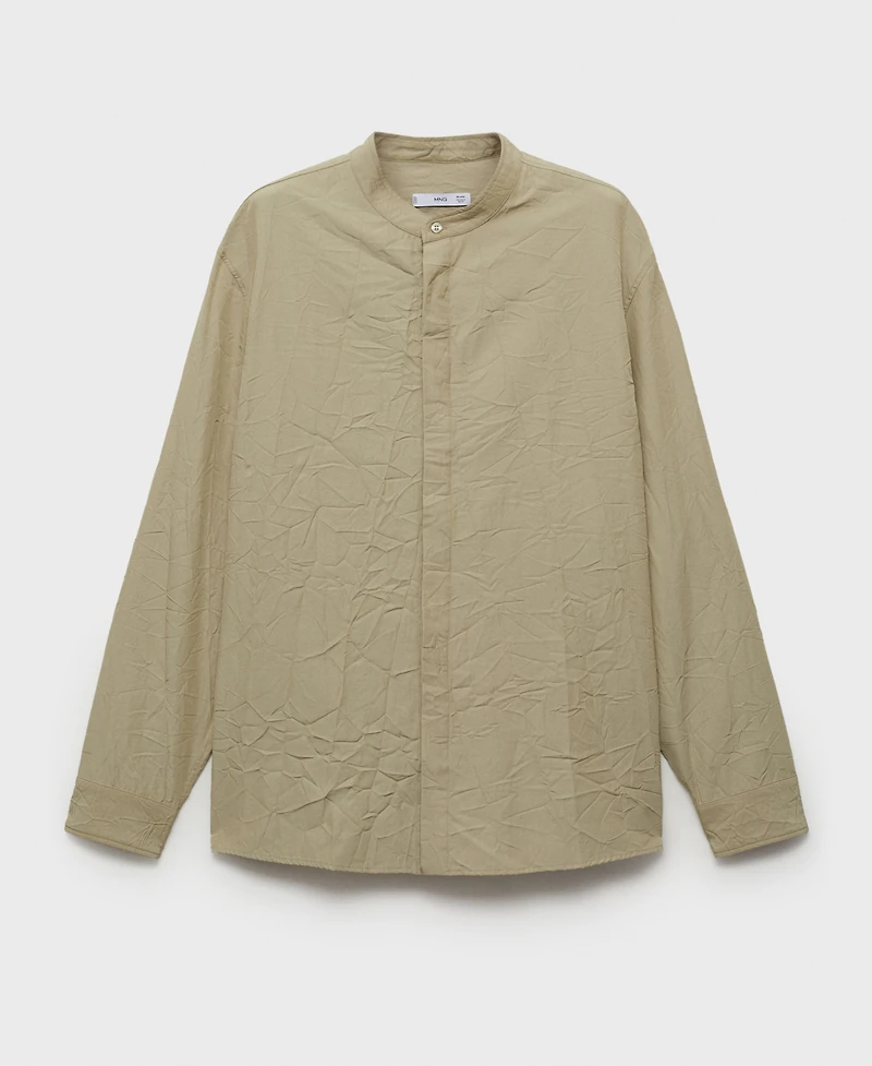 Mango Men's Wrinkled-Effect Crew Neck Shirt