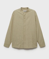 Mango Men's Wrinkled-Effect Crew Neck Shirt