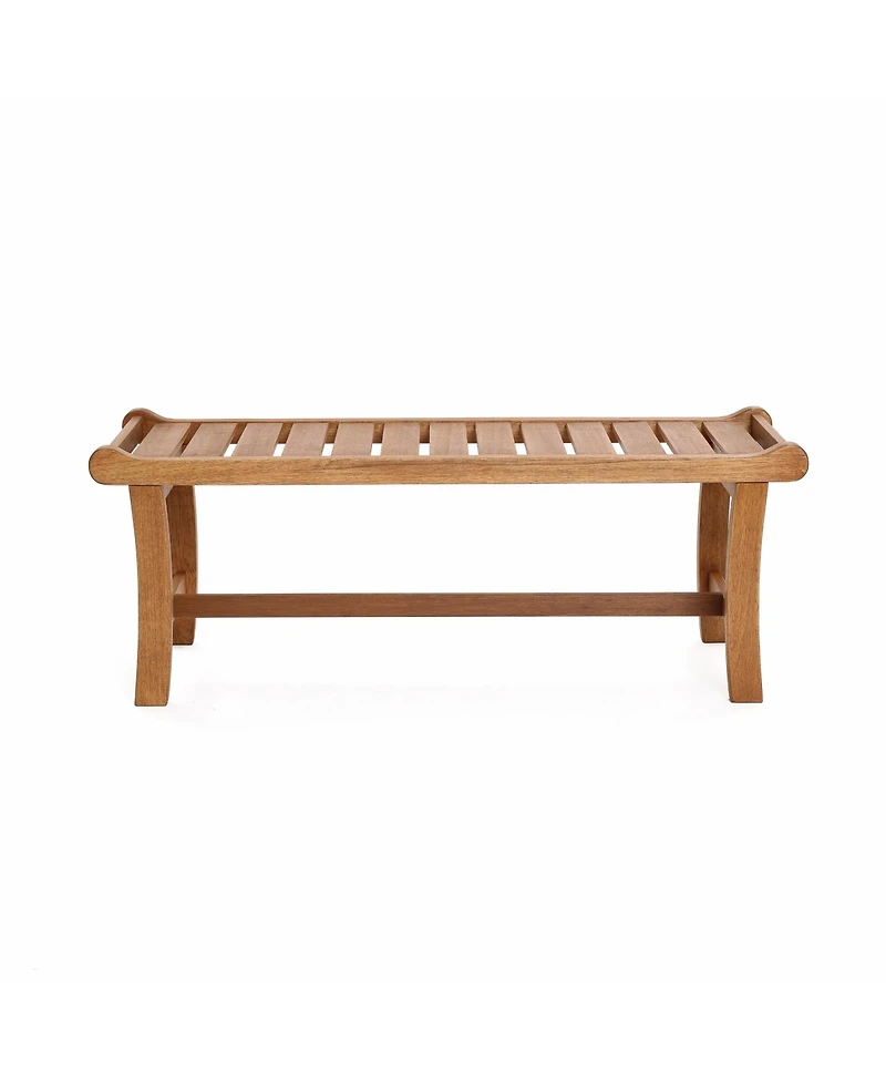 LuxenHome Natural Solid Wood 47.2-Inch Long Rectangle Outdoor Bench
