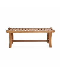 LuxenHome Natural Solid Wood 47.2-Inch Long Rectangle Outdoor Bench