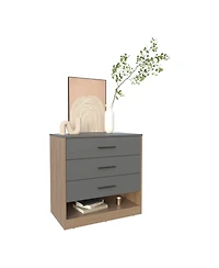 Artondale Dresser, 3 Drawers, 1 Shelf, Matt Gray / Natural Oak