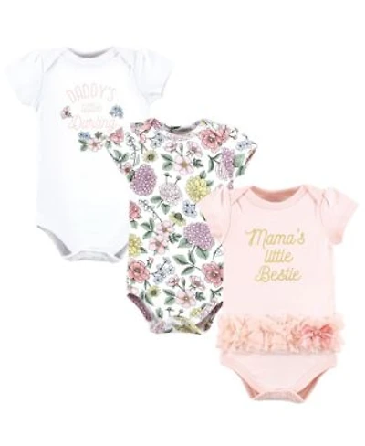Hudson Baby Baby Girls Cotton Bodysuits 3 Pack