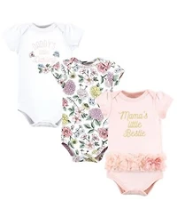 Hudson Baby Baby Girls Cotton Bodysuits 3 Pack