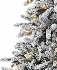 Puleo 6.5FT Pre-Lit Flocked Birmingham Fir Artificial Christmas Tree
