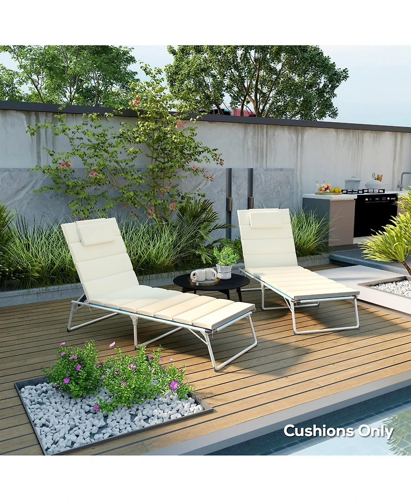 Outsunny 2pcs Olefin Chaise Lounge Chair Cushion, 80" x 26", Dark