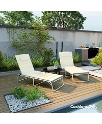 Outsunny 2pcs Olefin Chaise Lounge Chair Cushion, 80" x 26", Dark