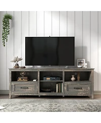 70.08 Inch Tv Stand with 2 Drawers & 4 Storage Shelves Morden Media Console Entertainment Center for Living Room or Bedroom, Grey Walnut