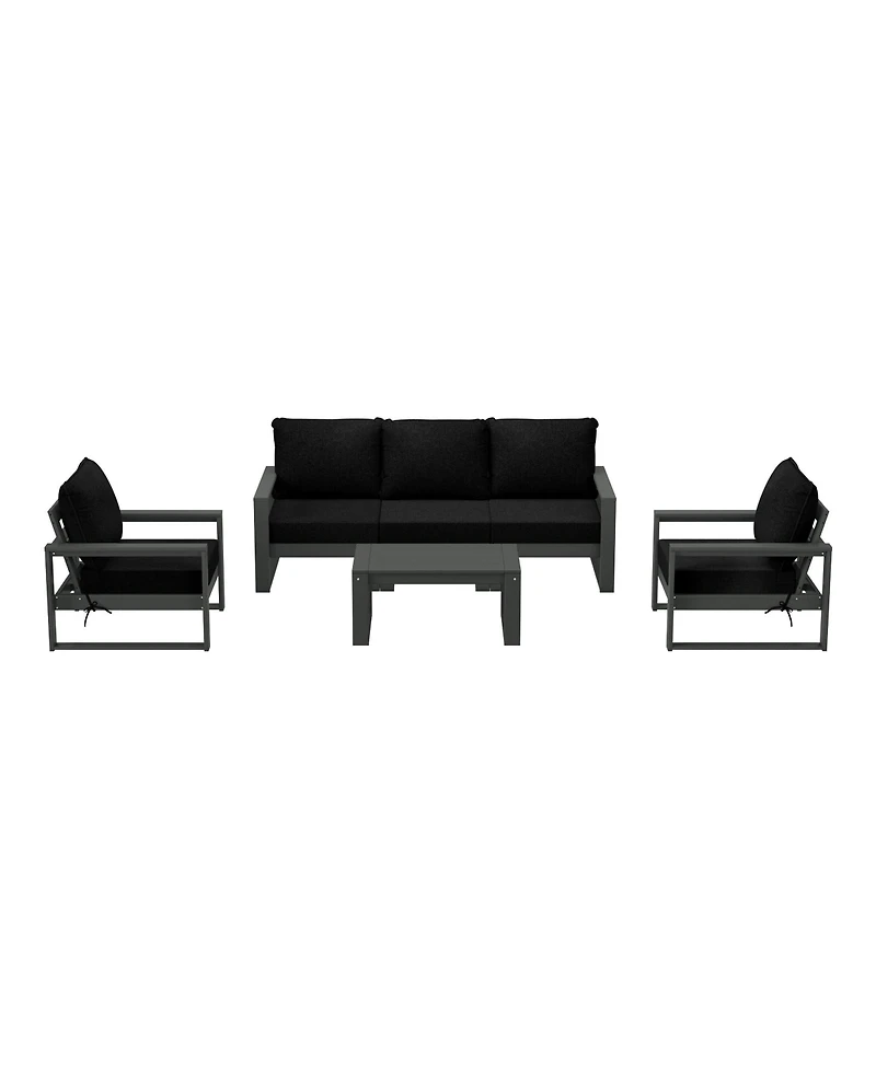 6-Piece Modern Hdpe Outdoor Patio Furniture Sofa Conversation Set with Coffee Table