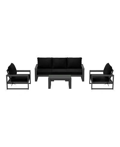 6-Piece Modern Hdpe Outdoor Patio Furniture Sofa Conversation Set with Coffee Table