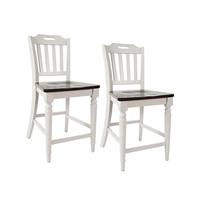 Orchard Park Farmhouse Solid Rubberwood Slatback Counter Height Stool (Set of 2)