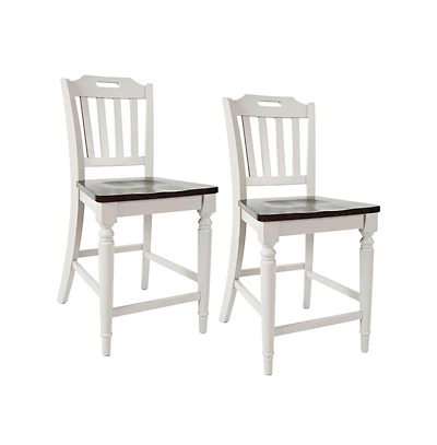 Orchard Park Farmhouse Solid Rubberwood Slatback Counter Height Stool (Set of 2)