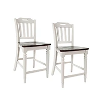 Orchard Park Farmhouse Solid Rubberwood Slatback Counter Height Stool (Set of 2)